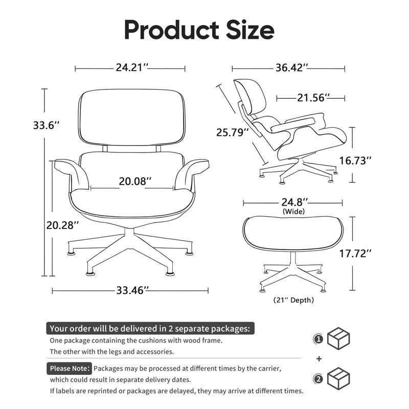 Genuine Leather Upholstered Lounge Chair, White-Naturalwood
