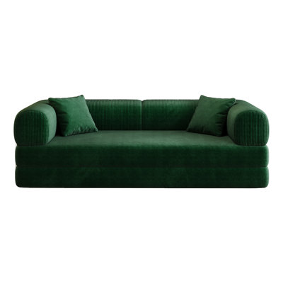 Comfortable Green Corduroy Sectionals, Modular Convertible Sofa For Living And Bedroom