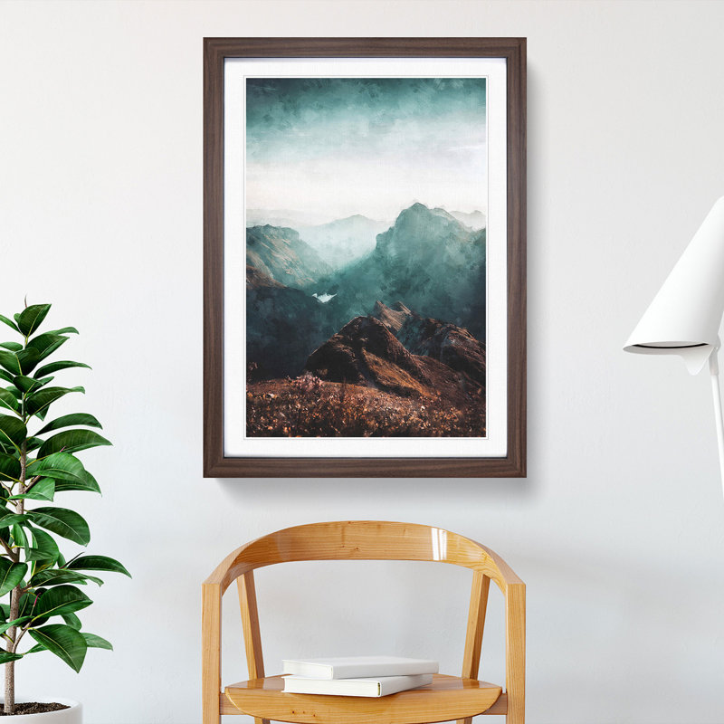 Mountains in Weissbad Switzerland - Picture Frame Painting Print, Walnut Framed, 45cm H x 33cm W x 2cm D