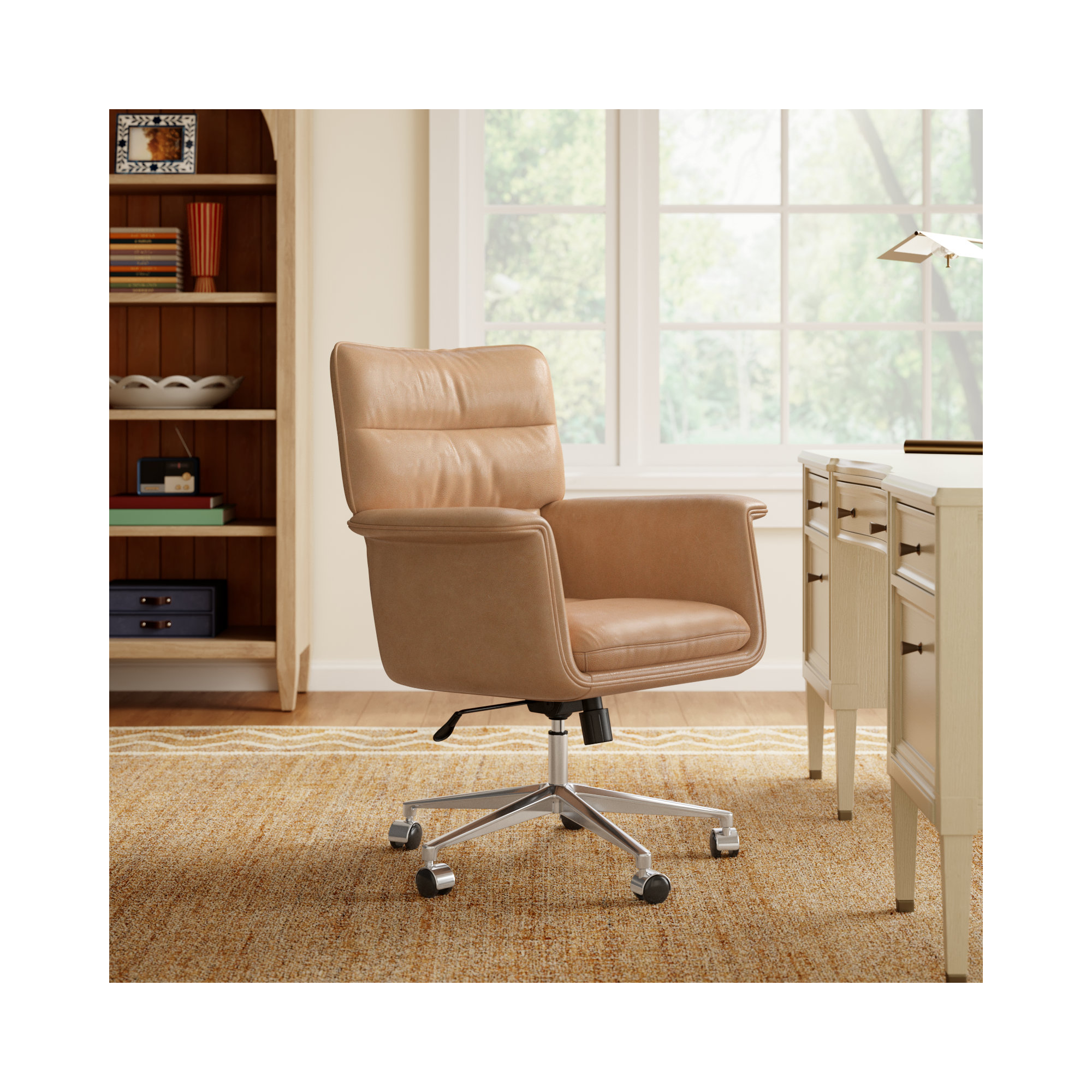 Savita Swivel Office Chair, Palermo Drift Top Grain Leather