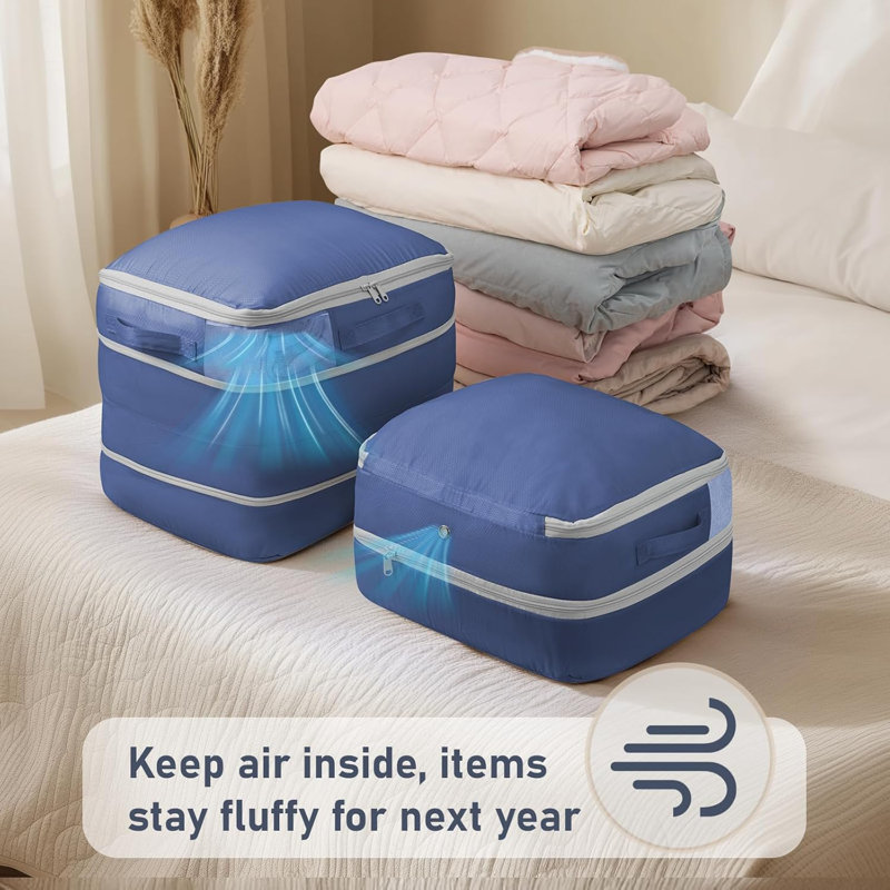 Paquet de 6 sacs de rangement à compression - Sacs d'aspirateur peu encombrants pour couvertures, édredons, vestes et chandails avec fermeture à glissière renforcée et fenêtres en filet à double vue