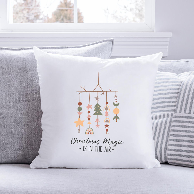 Coussin décoratif en polyester BohoChristmas-03, 14 po x 14 po