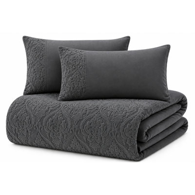 Damask Velvet Duvet Cover Set with Pillowcases