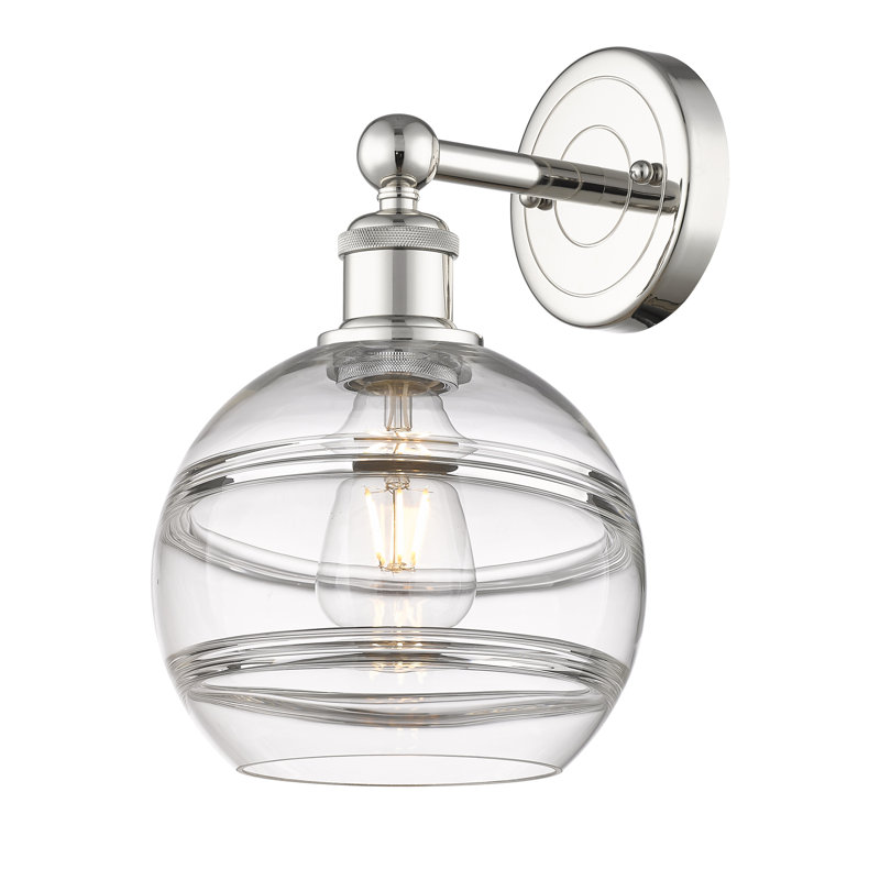 Applique murale 8 lumières Edison Bienes, Transparent, H 12,13 po x l 8 po x P 8,5 po, Nickel poli