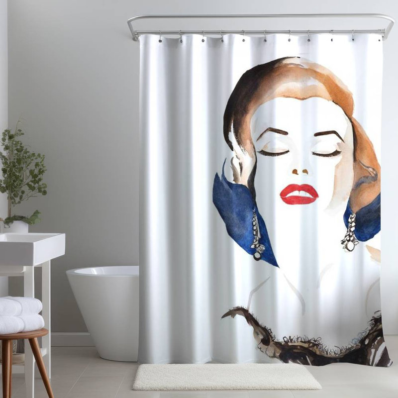Shower Curtain FI67 – Polyester Shower Curtain, Dye Sublimation Print, 71" W × 74" L
