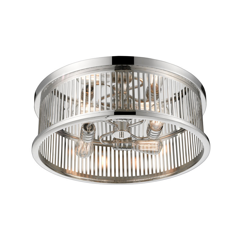 Plafonnier encastré cylindrique en cage 20 po 4 lumières Beddingfield, Nickel poli