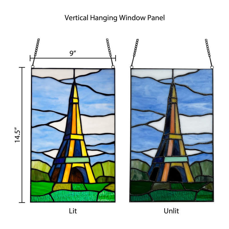 14.5"H Eiffel Tower Stained Glass Window Panel
