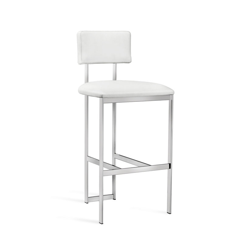 Landon Upholstered Stool with Metal Frame, Counter Stool (26" Seat Height), Antique Bronze, Cream Latte