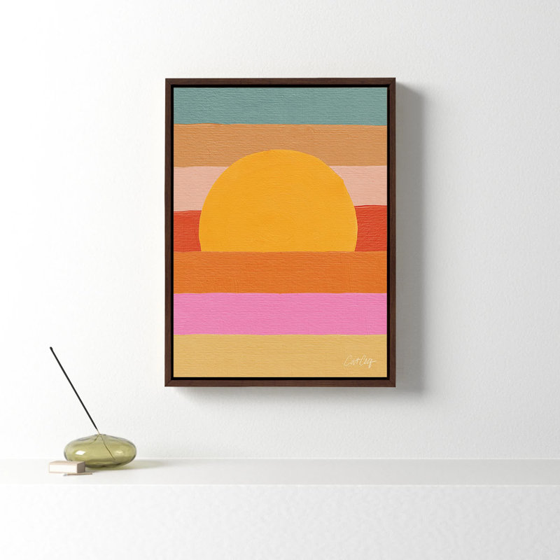 «Sunset Waves» par Cat Coquillette, reproduction d'art sur toile encadrée, H 24 po x l 18 po x P 1,62 po, Encadrement brun