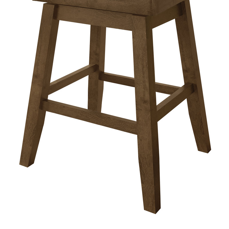 Chaise de comptoir pivotante en bois brun avec housse grise, Brun