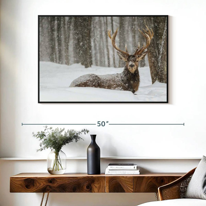 Brampt Snow Covered Elk, 27" H x 40" W