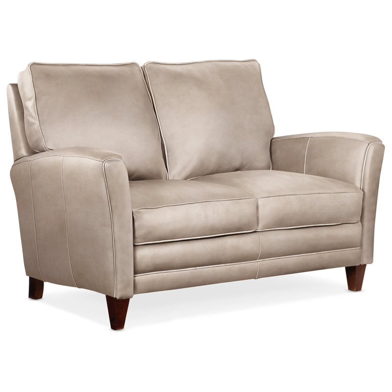 Zion Upholstered 63'' Loveseat, Mahogany, Rio Mineral Genuine Leather