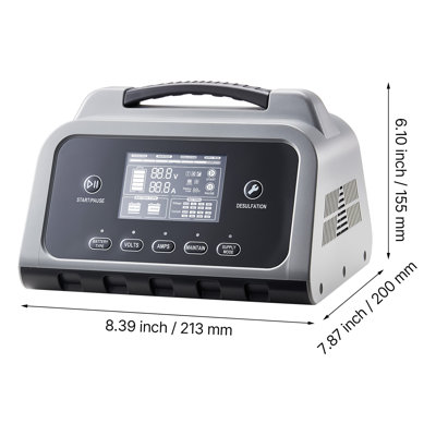 Smart Battery Charger, 25A, 6V 12V 24V Lithium LiFePO4 Lead-Acid (Gel/AGM) Car Battery Charger, with LCD Display, Trickle Charging Maintainer Desulfator, for Car, Boat, Motorcycle, Lawn Mowers
