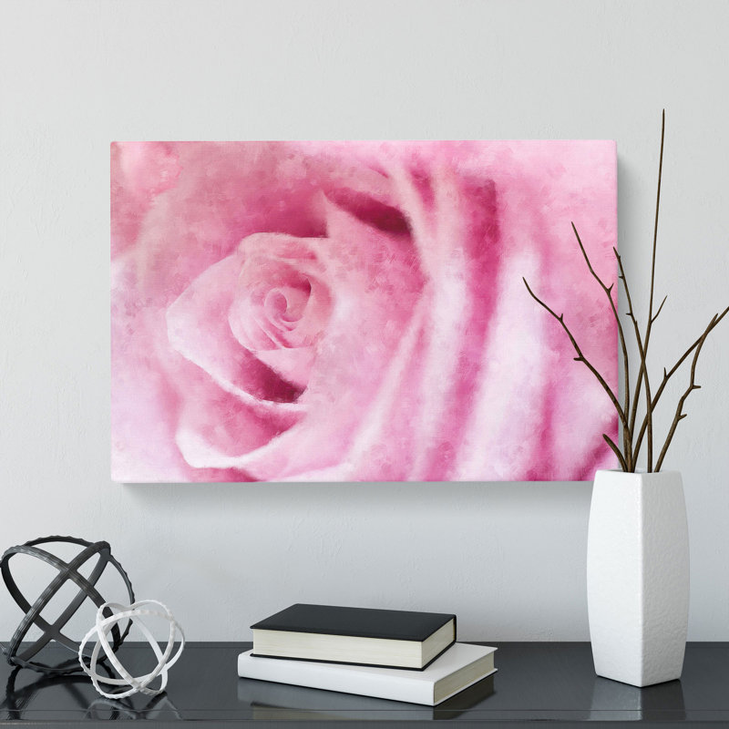 Pink Rose Flower Vol.1 Painting - Wrapped Canvas, 35cm H x 60cm W x 3cm D