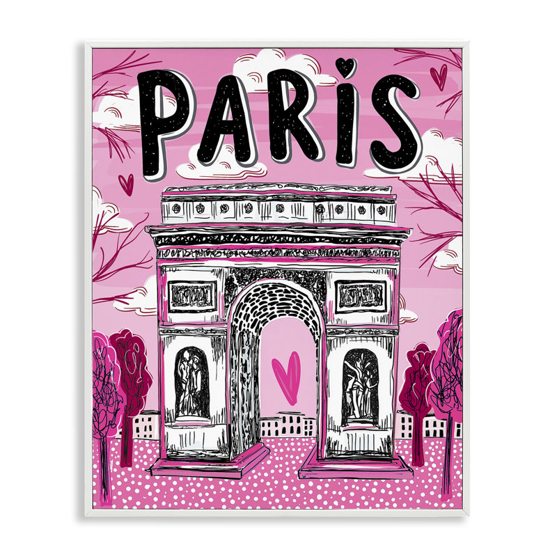 Giclée romantique de Paris Arc de Triomphe, design par Jess Stempel, Encadrement giclée blanc côtier, H 20 po x l 16 po