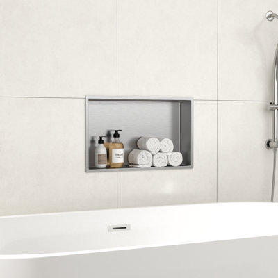 20"W x 12"H Rectangular No Tile Needed Recessed Shower Niche Shelf Stainless Steel Wall Niche For Bathroom Storage