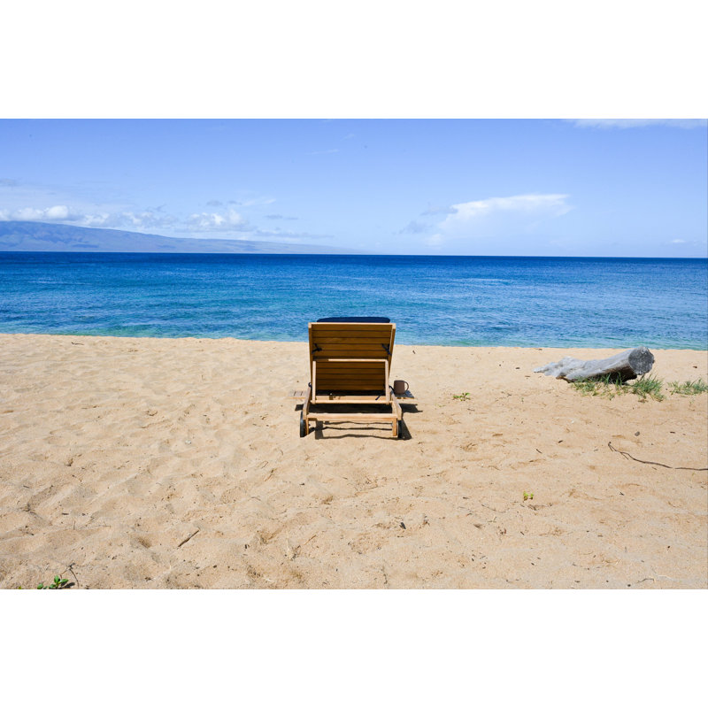 Quincy Outdoor Teak Chaise Lounge, Spectrum Indigo Sunbrella® Plainweave