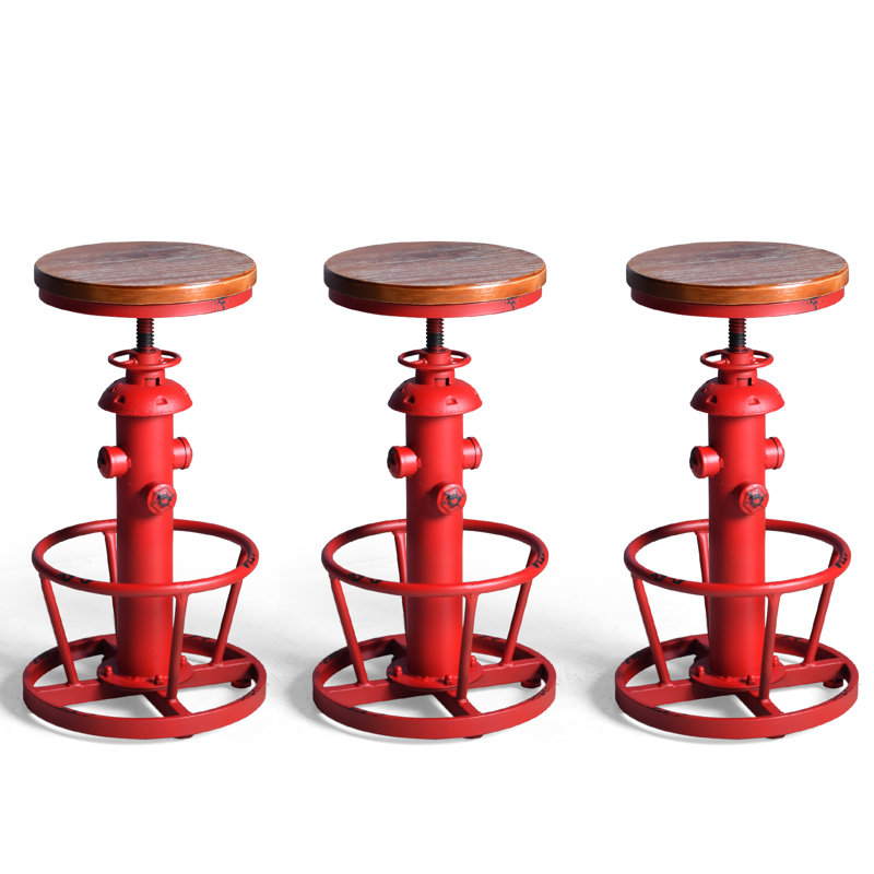 Tabouret de bar de cuisine antique et industriel, Rouge, 1