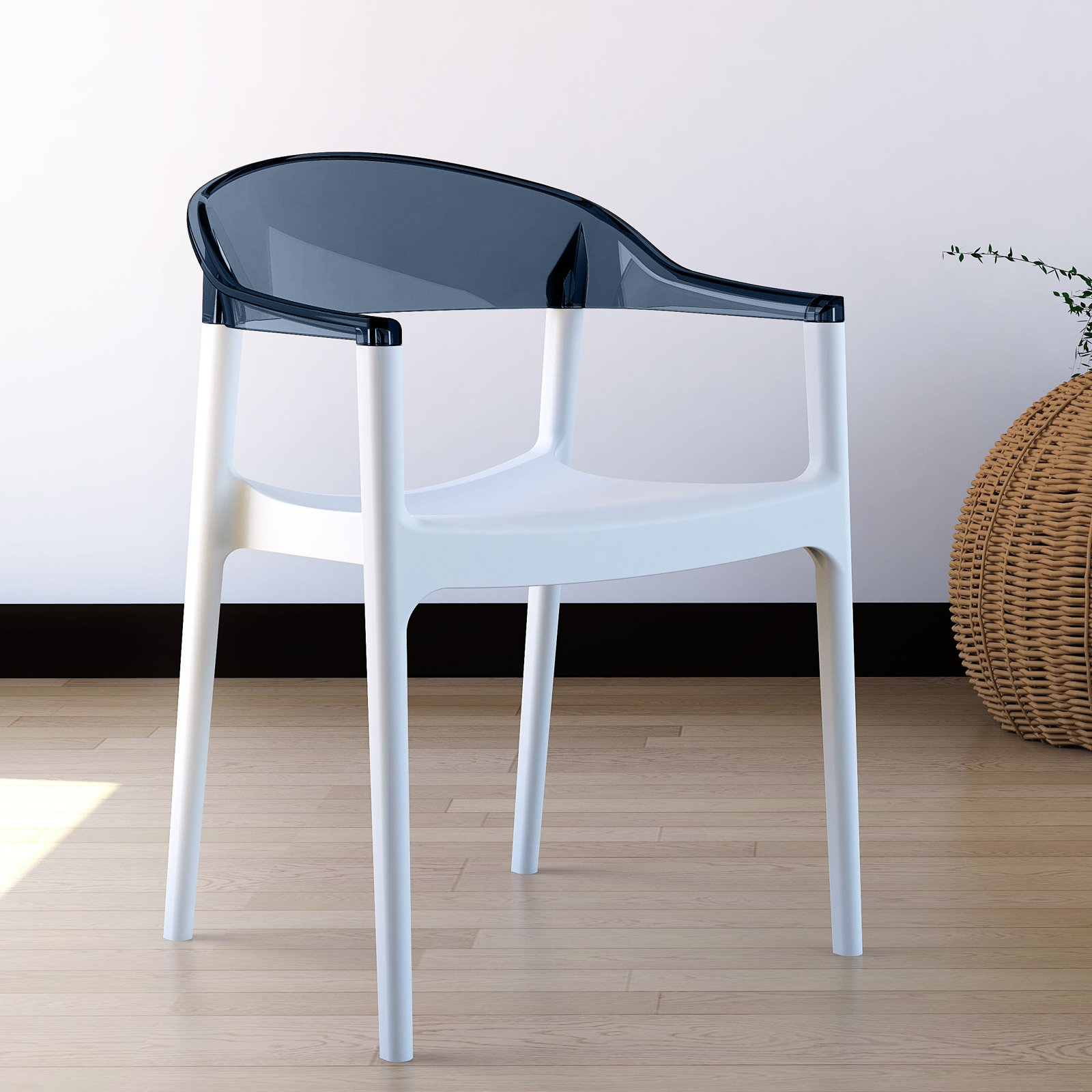 Stella Stackable Patio Armchair, White/Transparent Black