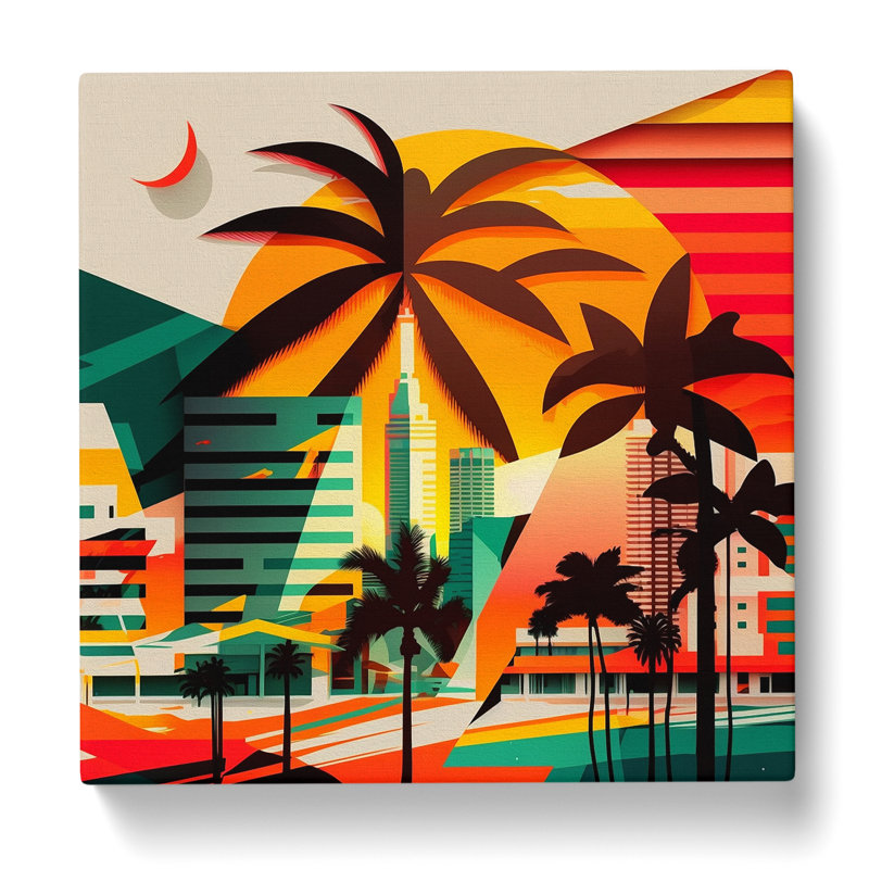 Miami Graphic Art - Wrapped Canvas, 35cm H x 35cm W x 3cm D