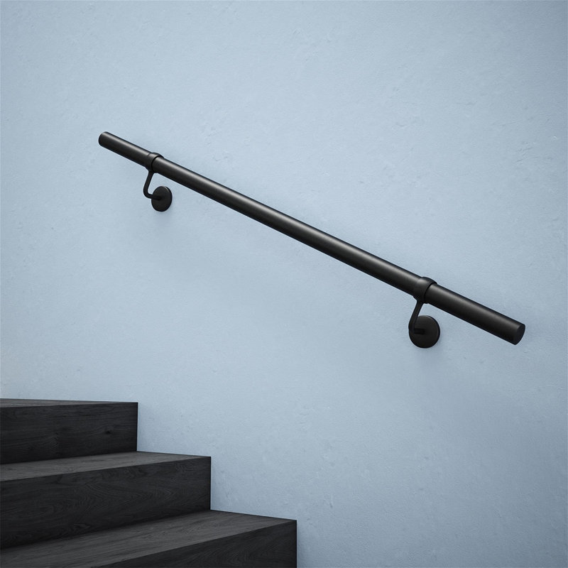 Matte Black Stair Handrail Kit 1.2M - Indoor Stair Steel Railing