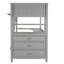 Lit mezzanine simple gris: lit pour meuble de chambre à coucher polyvalent avec tablettes et tiroirs: rangement efficace-726994917