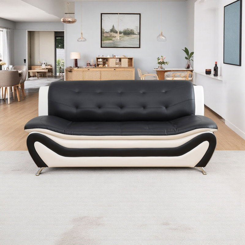 Canapé 3 places 76 po, Noir / Beige