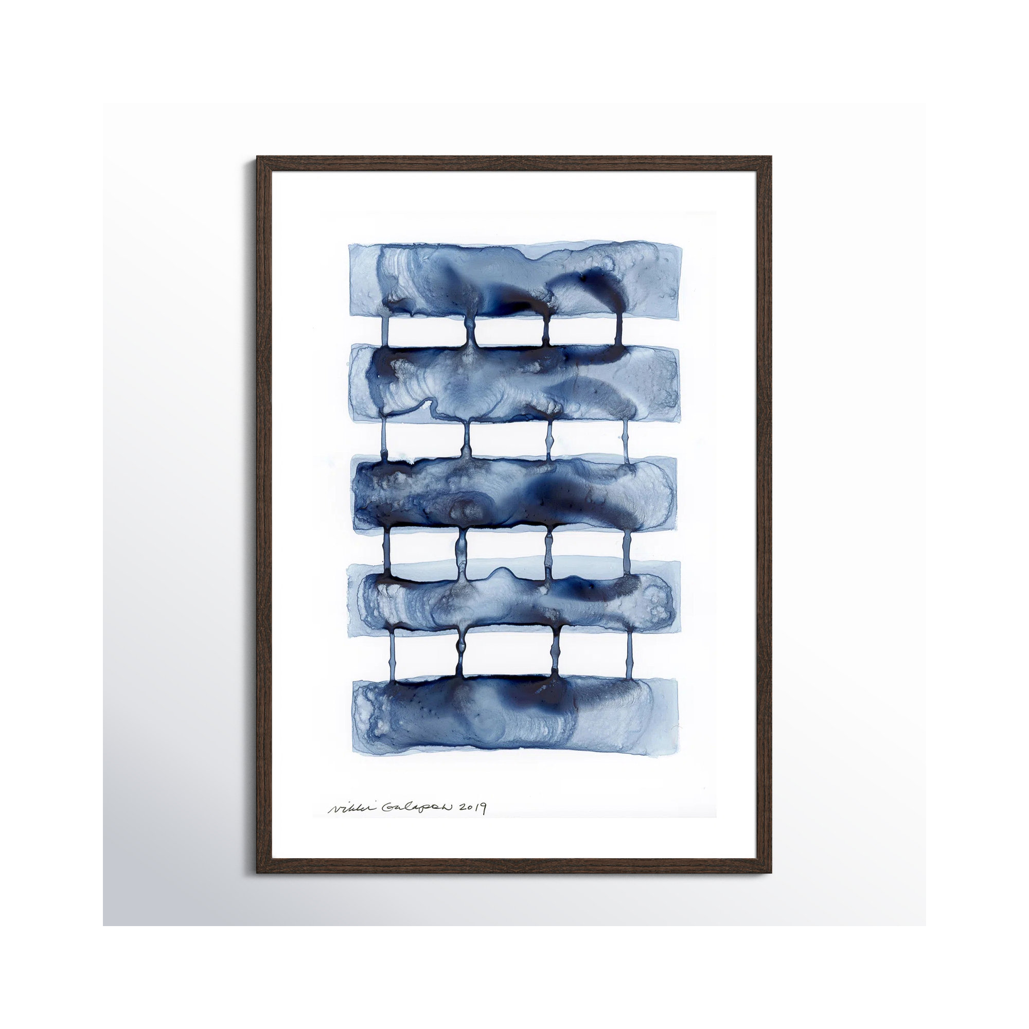 Stitched Together I by Nikki Galapon - Solid Wood Rectangle Print Single Piece Item on Canvas, Walnut Wood Framed Paper
