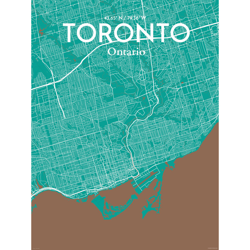 « toronto city map », reproduction d’impression sur affiche en nature, H 27,6 po x l 19,7 po
