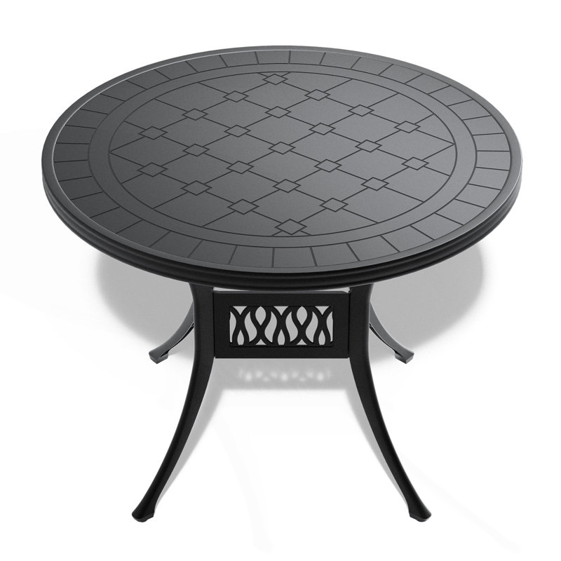 Patio Dining Table With Carved Texture On The Tabletop