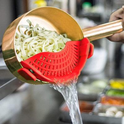 Pince à crépine en silicone pour toutes les casseroles et poêles, crépine à pâtes Pince à crépine pour viande, légumes, fruits, passoire de cuisine en silicone
