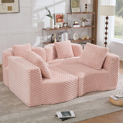 Modular Sectional Sofa 137.8" Boneless Sofa Couch Soft Plush Upholstered Couch for Living Room