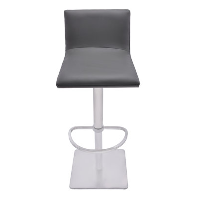 Tabouret de bar rotatif à hauteur ajustable avec base piédestal en acier inoxydable brossé Bjorn