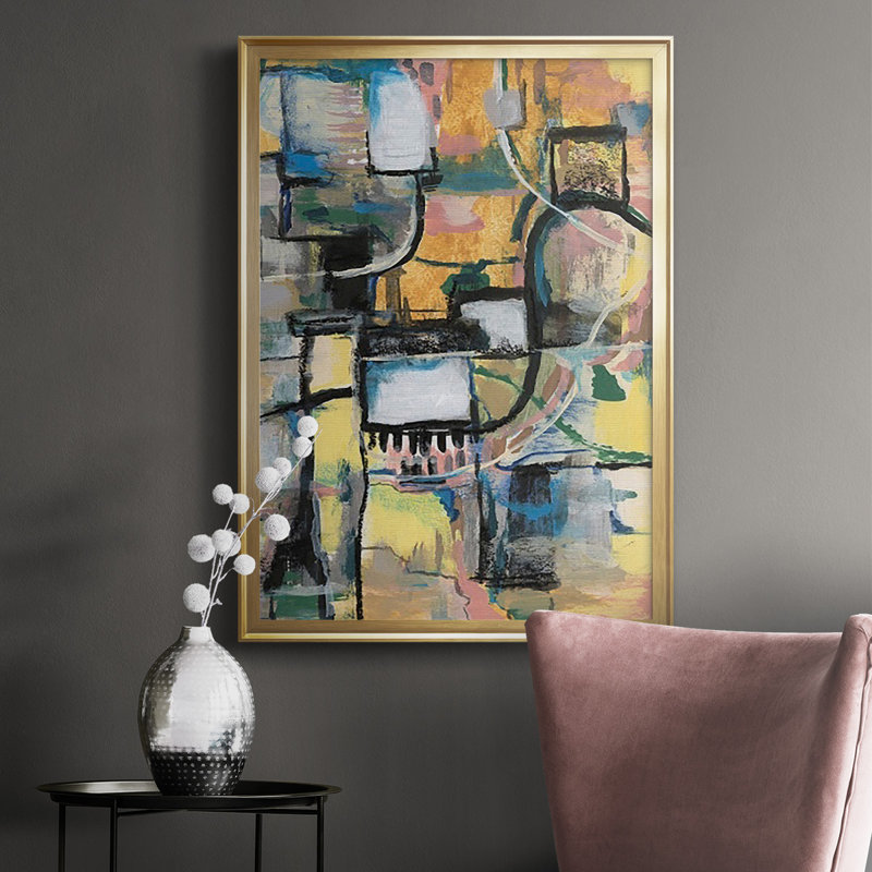 «Memory Screen II», reproduction encadrée de qualité supérieure, prête à être accrochée, Or, H 24,5 po x l 18,5 po x P 1 po