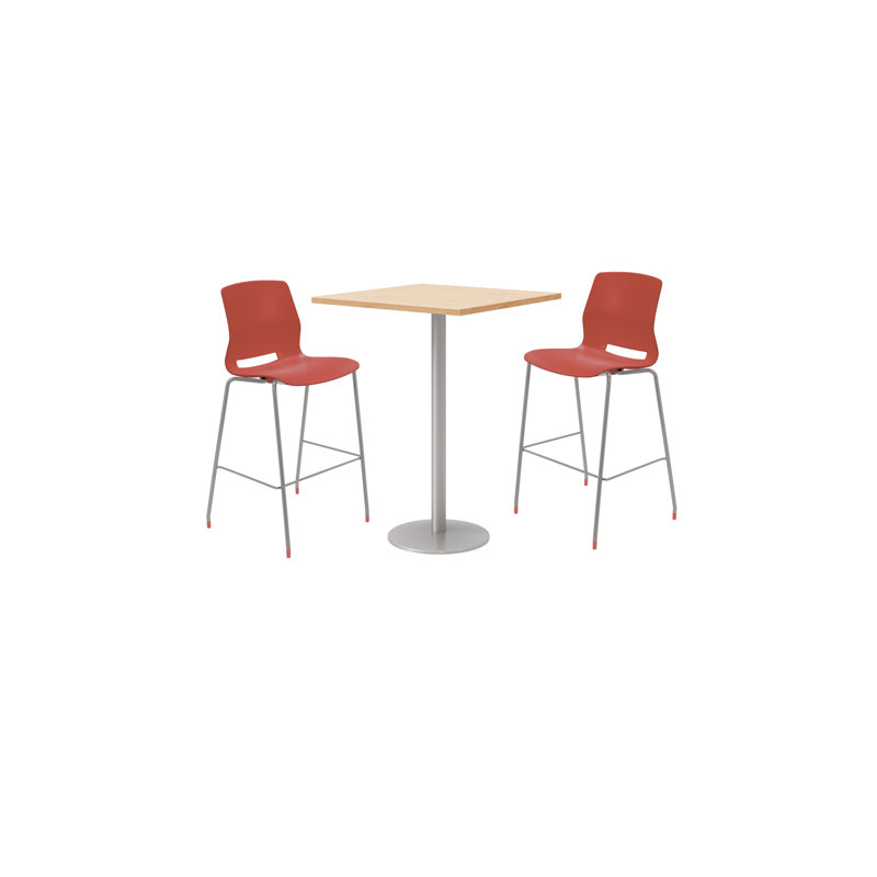 Ensemble de table de salle à manger carrée 30 "et chaise, Érable, Corail