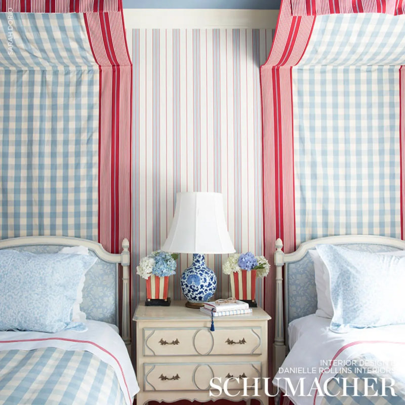 Elton Cotton Check Fabric, Sky