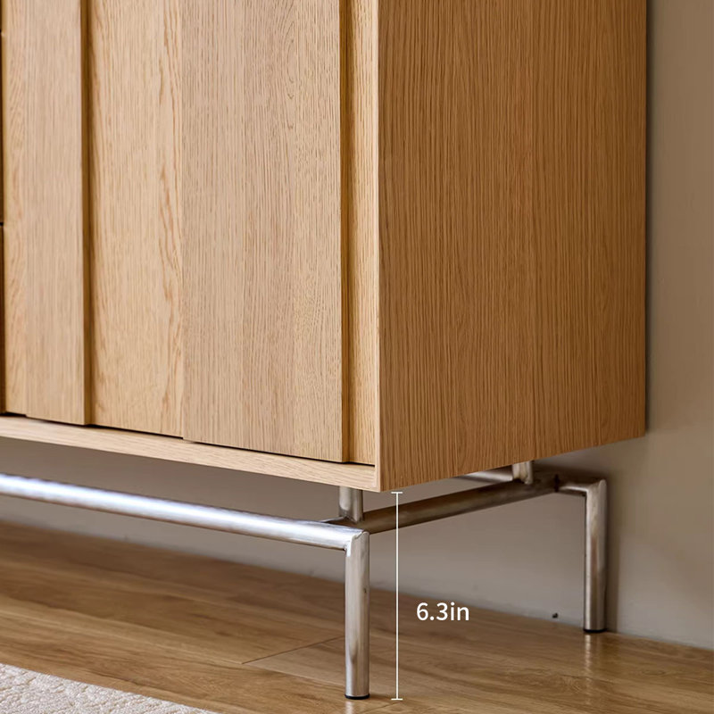 Armoire d'appoint moderne, simple et généreuse, Bois noueux / argent