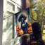 Rottweiler Puppy Halloween House Flag-113107287