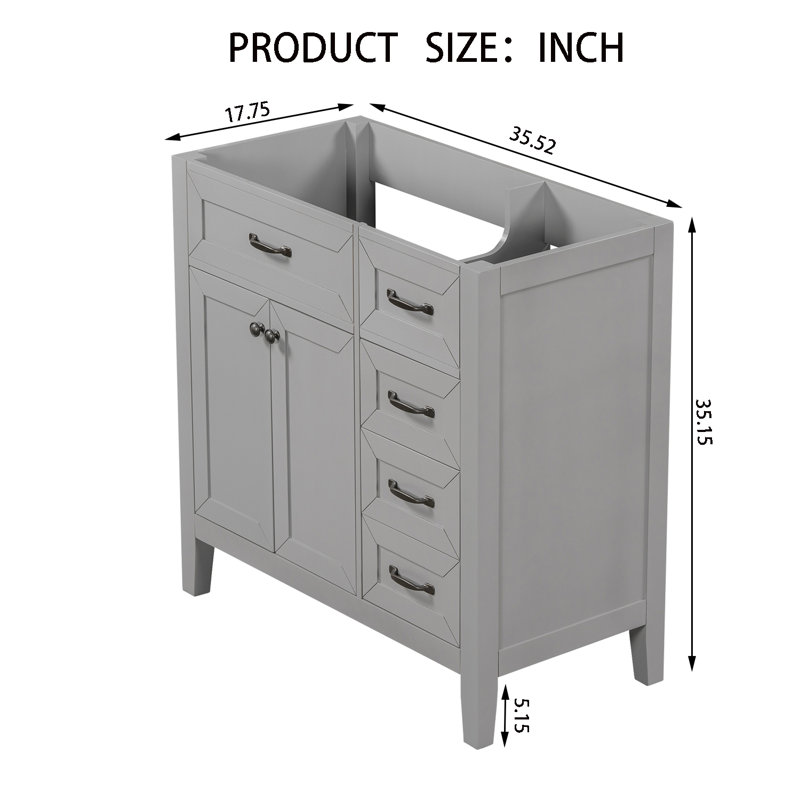 Meuble-lavabo 36 po sans lavabo, Gris
