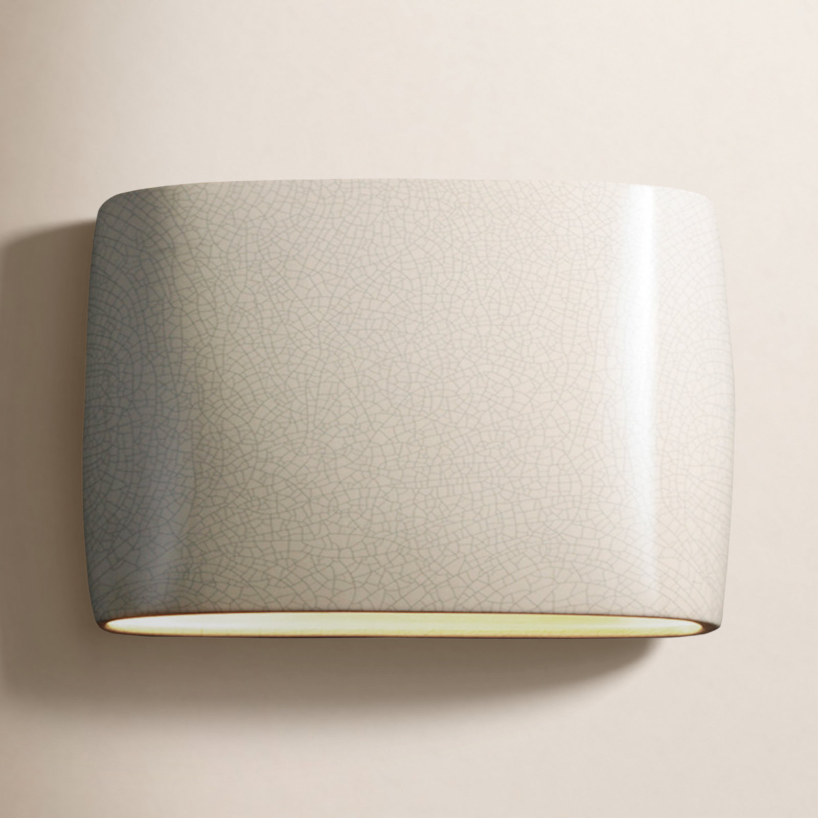 Logan Ceramic Outdoor Light, White Crackle, 9.75" H x 16" W x 4" D, LED