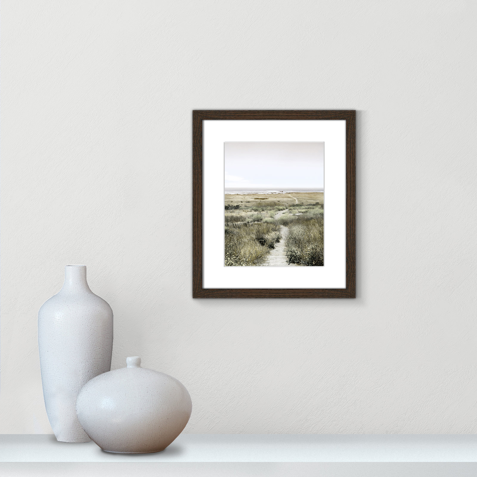 Toscani "Footpath to Paradise" Print, 13 W x 15 H x 0.75 D, Walnut Wood Grain