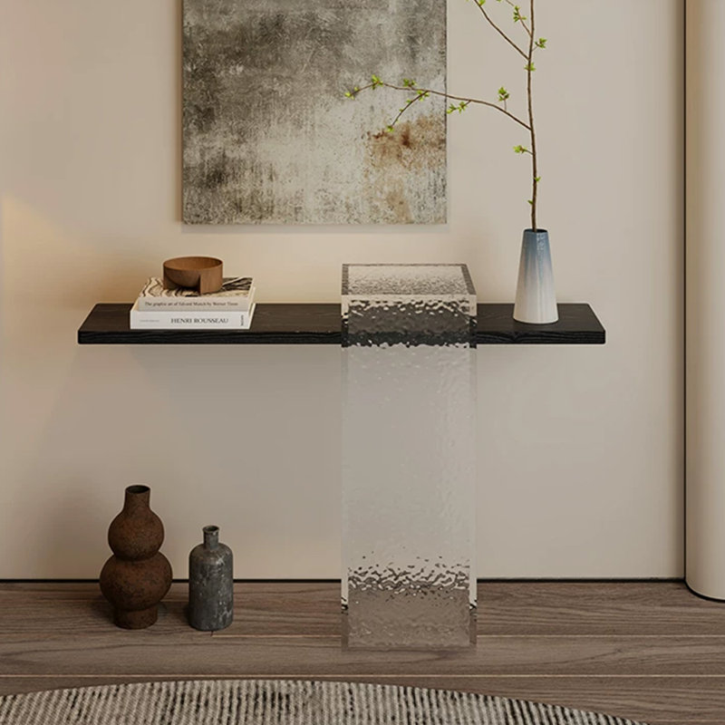 Console moderne en bois massif noir, 54.33