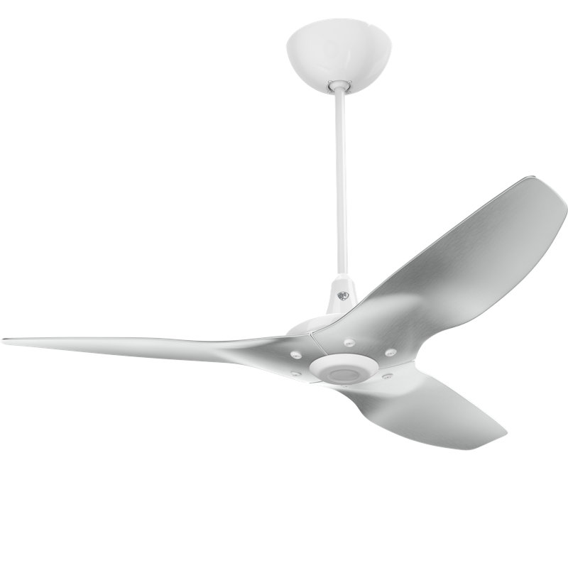 Haiku Smart Downrod Ceiling Fan, White with Brushed Aluminum Blades, 52 inches