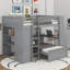 Lit mezzanine double avec lit autonome, armoire, bureau et tablettes-1948717116