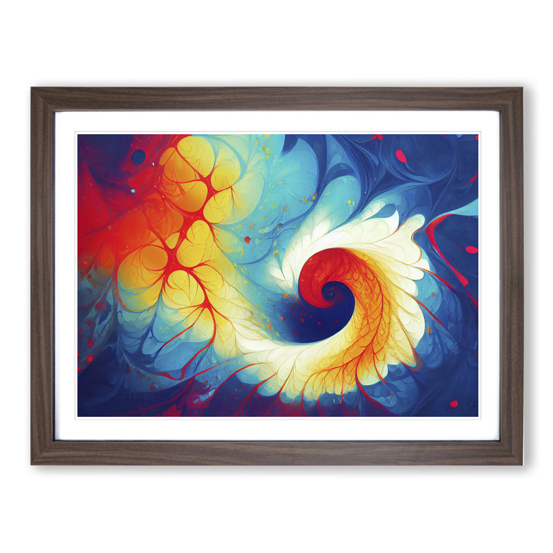 Abstract Fractal Splash Vol.3 - Single Picture Frame Print, 46cm H x 64cm W x 2cm D, Walnut