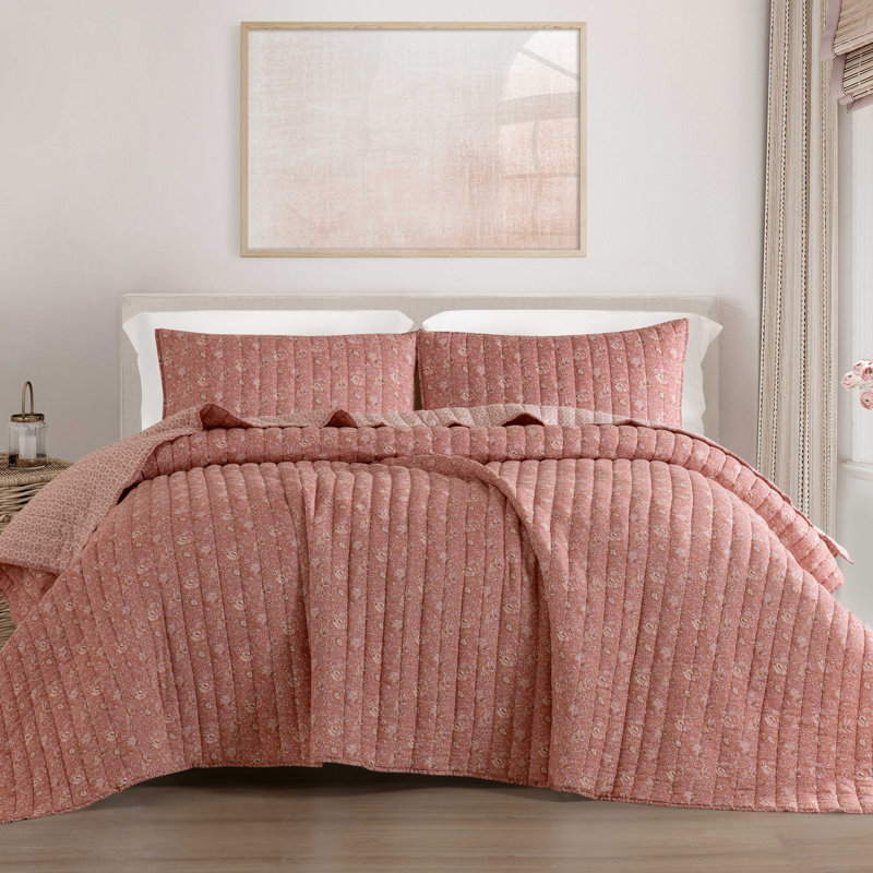 Ensemble de literie 3 pièces Wonderful Schautz, Courtepointe grand + 2 couvre-oreillers standard, Rose cachemire