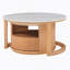 Élégante table basse gigogne avec plateau en marbre, rangement à deux niveaux et tiroir, idéale pour les espaces de vie organisés et élégants