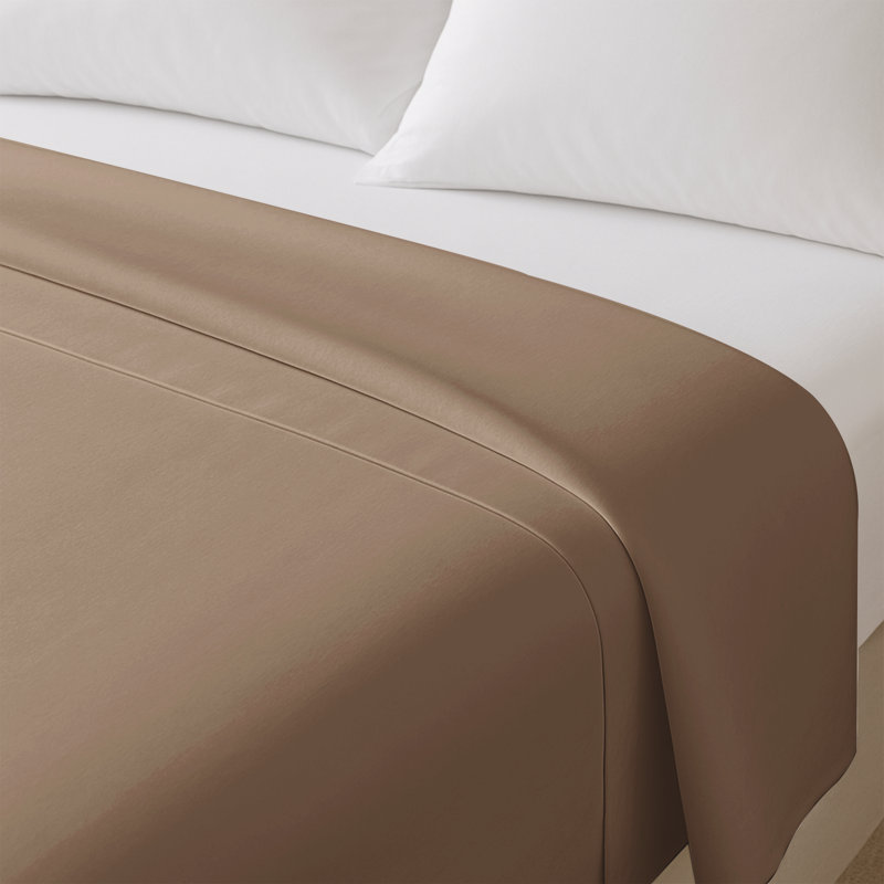100% Cotton Standard Flat Sheet, Beige, Double (4'6)
