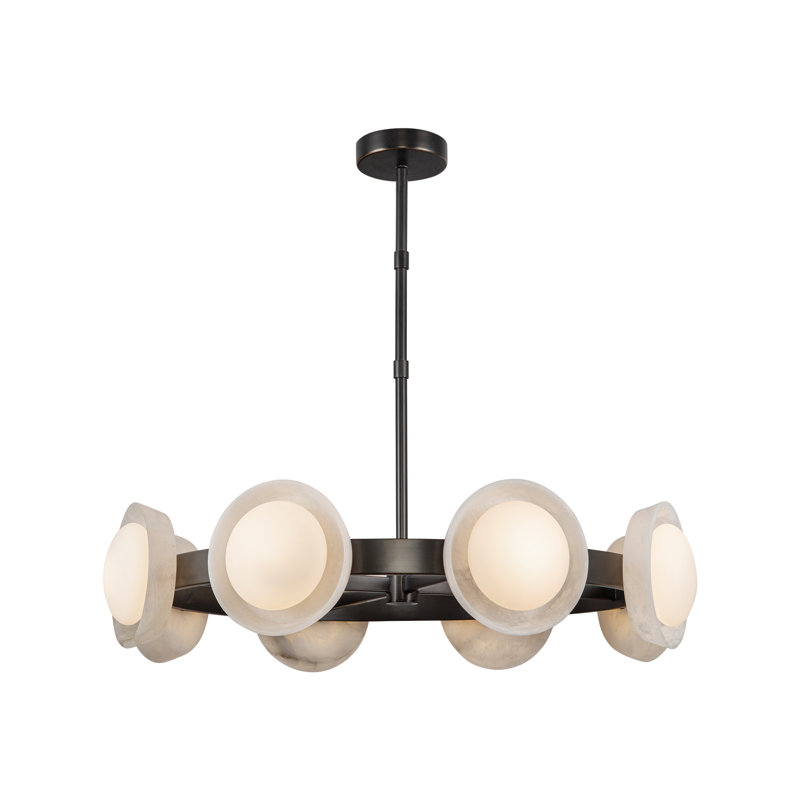 Alonso 8 - Light LED Wagon Wheel Chandelier, Urban Bronze