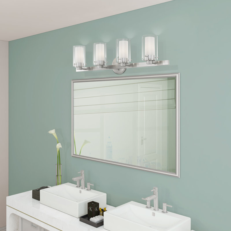 Barre d'éclairage de salle de bain 4 lumières Armantas, Nickel brossé